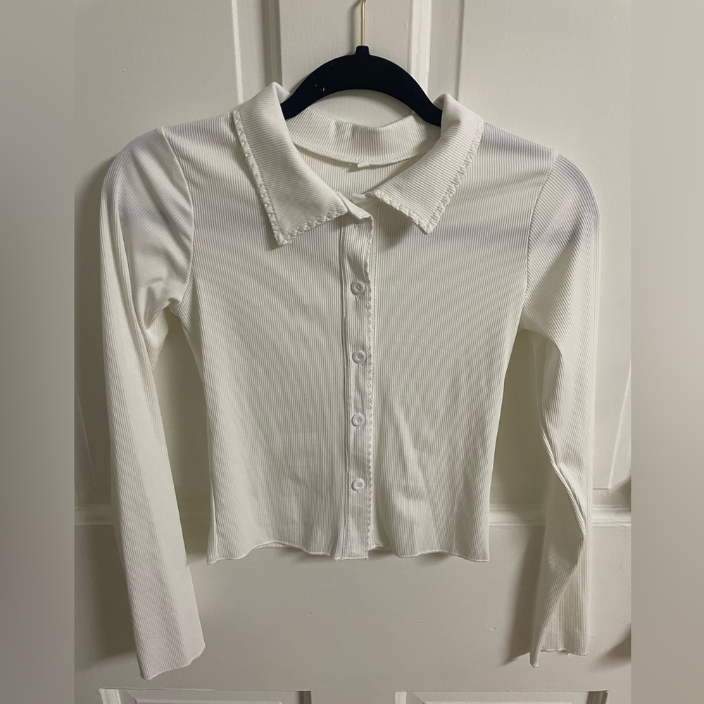 White Long Sleeve Polo size small